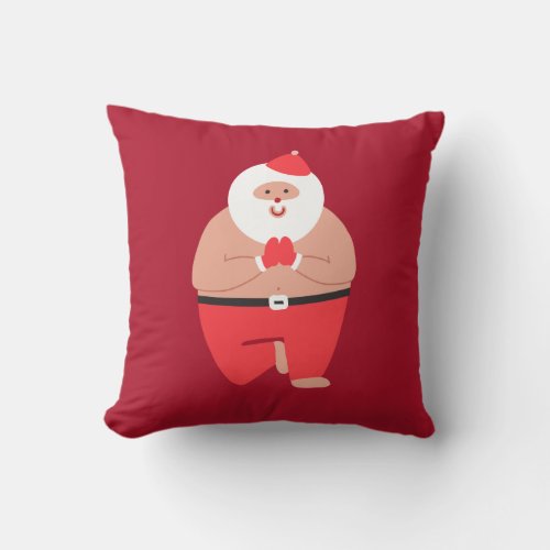 Yoga Santa Throw Pillow