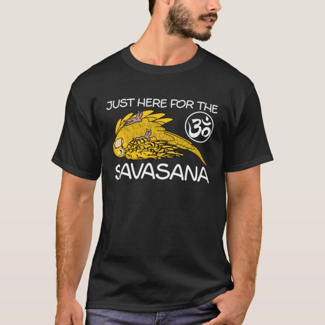 Yoga Savasana Parrot Yellow Lutino Budgie Budgerig T-Shirt (Front)