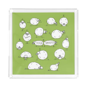 Yoga Sheep: Whimsical Sketch Fun. Acrylic Tray