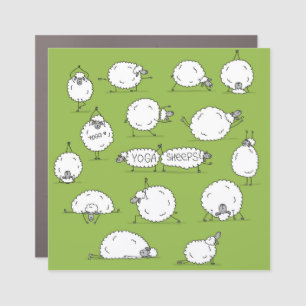 Yoga Sheep: Whimsical Sketch Fun. Car Magnet