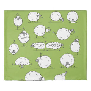 Yoga Sheep: Whimsical Sketch Fun. Duvet Cover