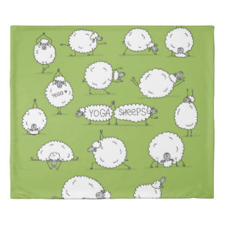 Yoga Sheep: Whimsical Sketch Fun. Duvet Cover