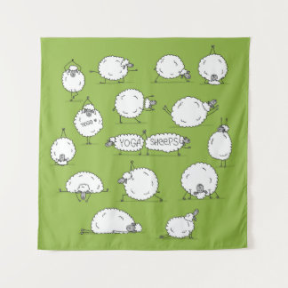 Yoga Sheep: Whimsical Sketch Fun. Tapestry