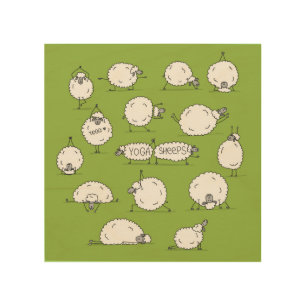 Yoga Sheep: Whimsical Sketch Fun. Wood Wall Art