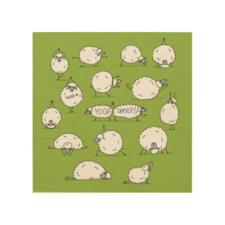 Yoga Sheep: Whimsical Sketch Fun. Wood Wall Art