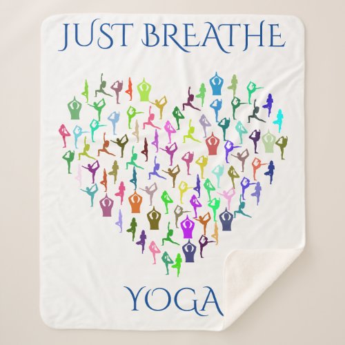 YOGA sherpa blanket with heart JUST BREATHE