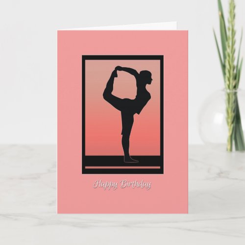 Yoga Silhouette and Sunset Birthday Card