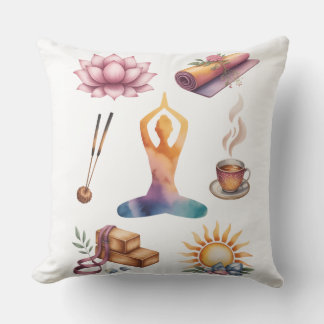 Yoga silhouette mindful living inspired throw pillow
