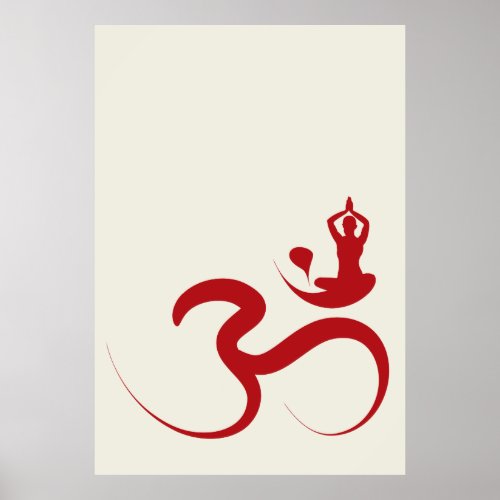 Yoga Silhouette Red Om Ohm Zen Spiritual Poster