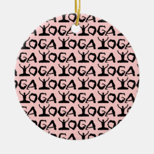 Yoga Silhouettes Ceramic Ornament