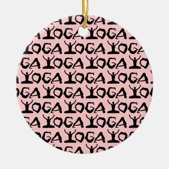 Yoga Silhouettes Ceramic Ornament (Front)