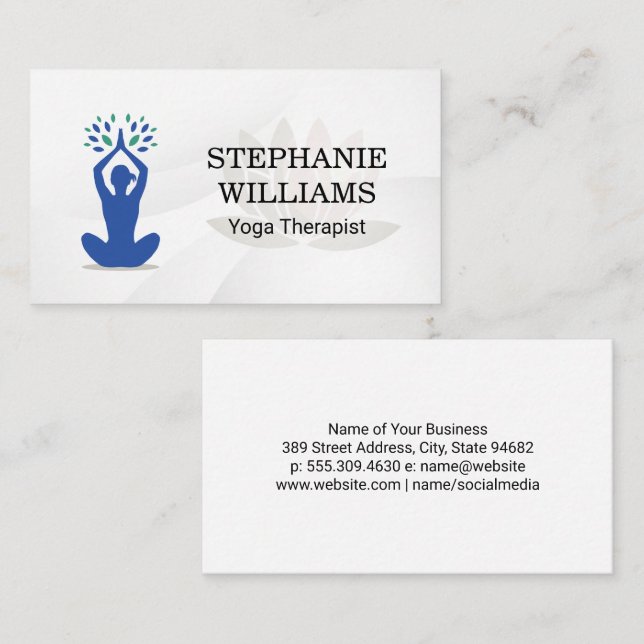 Yoga Sitting Pose Logo Business Card (Front/Back)