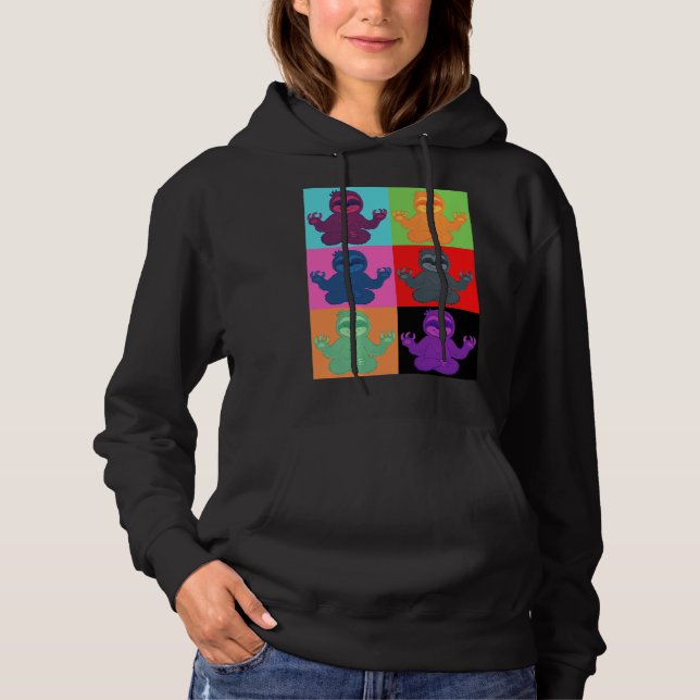 Yoga Sloth Pop Print Hoodie (Front)
