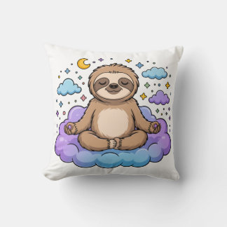 Yoga Sloth Poses Throw Pillow