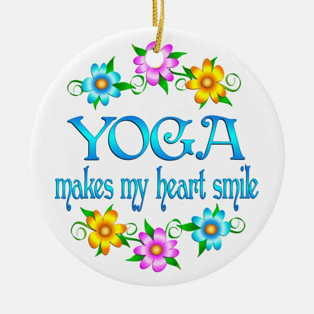 Yoga Smiles Ceramic Ornament (Front)