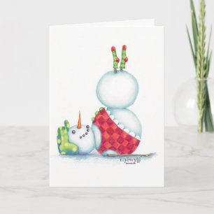 yoga snowman christmas card/ scandinavian flair holiday card