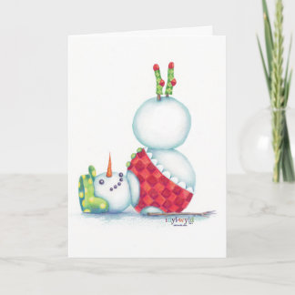 yoga snowman christmas card/ scandinavian flair holiday card