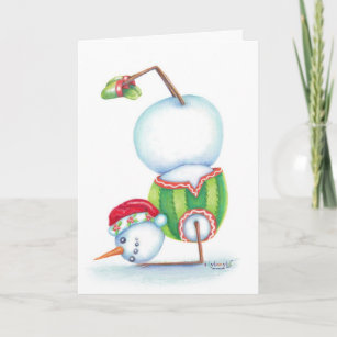 Yoga snowman christmas card/ scandinavian flair holiday card