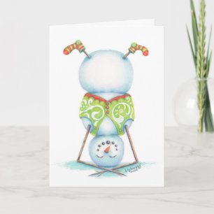 yoga snowman christmas card/ scandinavian flair holiday card
