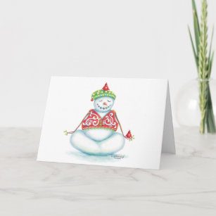 Yoga snowman christmas card/ scandinavian flair holiday card