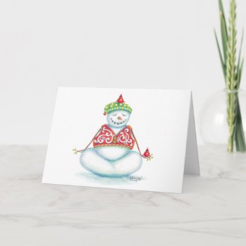 Yoga Snowman Christmas Card/ Scandinavian Flair Holiday Card by idylwylddesign at Zazzle