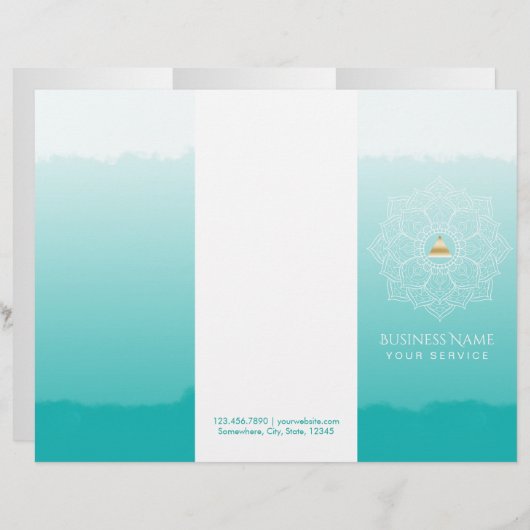 Yoga Spa Gold Triangle Mandala Watercolor Trifold (Front/Back)