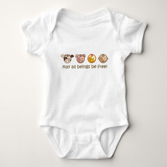 Yoga Speak Baby : May All Beings Be Free Baby Bodysuit (Front)