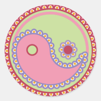 Yoga Speak Baby : Paisley Yin-Yang Symbol Classic Round Sticker