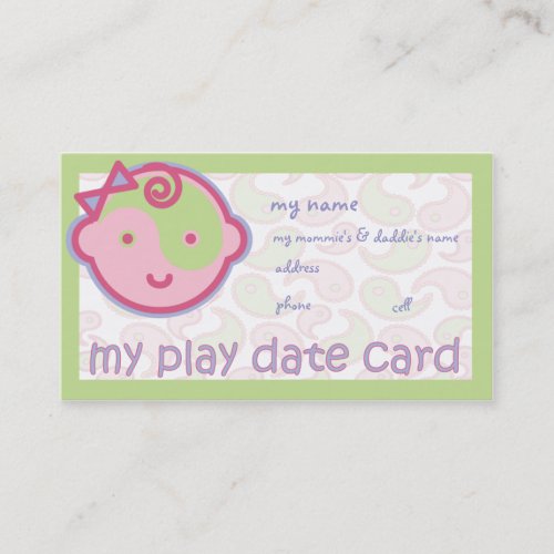 Yoga Speak Baby : Play Date Card Business Card Template