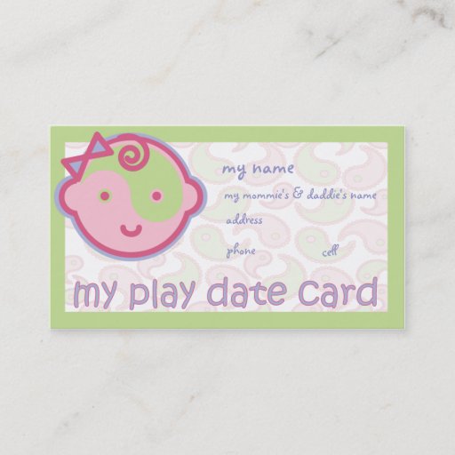 Customizable Yoga Speak Baby : Play Date Card Business Card Template