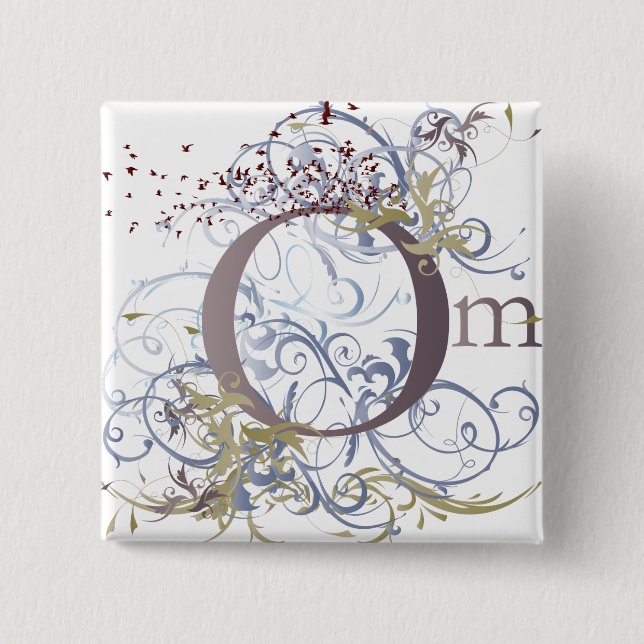 Yoga Speak : Swirling Om Design Button (Front)