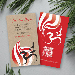 Yoga Spiritual Flame Om Ohm Logo Calligraphy Zen Business Card