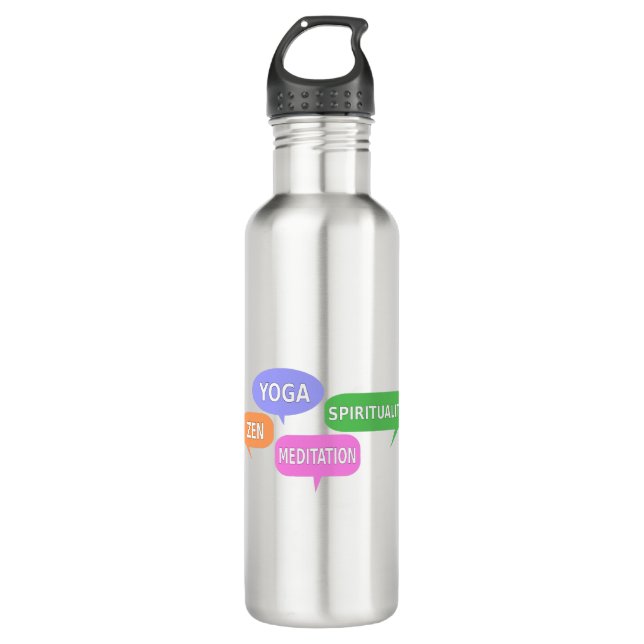 Yoga Spirituality Zen Meditation Speech Bubbles Stainless Steel Water Bottle (Front)