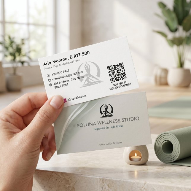 Yoga Studio Business | Modern Gray Barcode Card (Creator Uploaded)