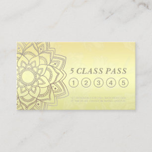 Yoga Studio Class Pass Black Gold Mandala Loyalty Card