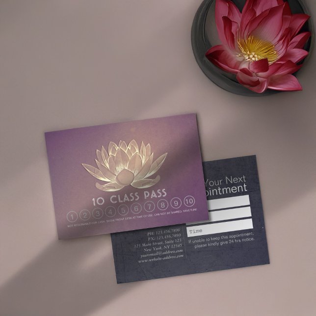 Yoga Studio Class Pass Loyalty Appointment Lotus Card (Creator Uploaded)