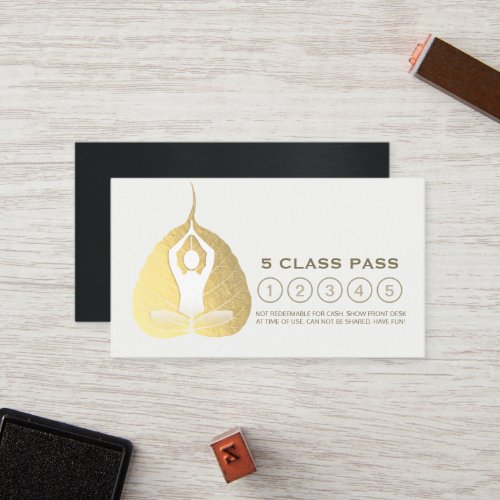 Yoga Studio Class Pass Meditation Pose Bodhi Leaf  Loyalty Card
