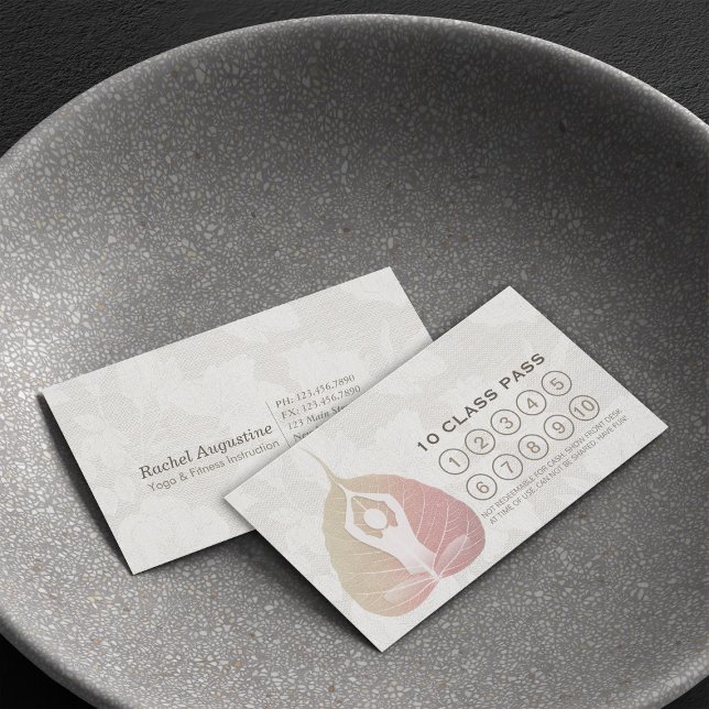 Yoga Studio Class Pass Meditation Pose Bodhi Leaf Loyalty Card (Creator Uploaded)