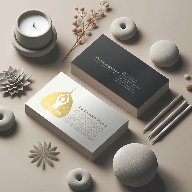 Yoga Studio Class Pass Meditation Pose Bodhi Leaf  Loyalty Card (Creator Uploaded)