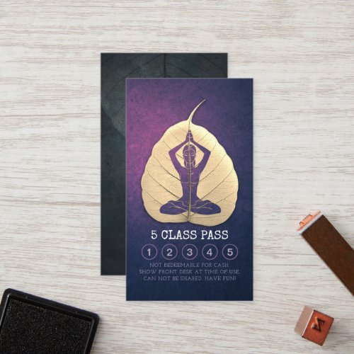 Yoga Studio Class Pass Meditation Pose Bodhi Leaf  Loyalty Card