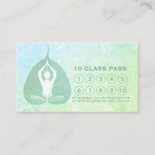 Yoga Studio Class Pass Meditation Pose Bodhi Leaf  Loyalty Card