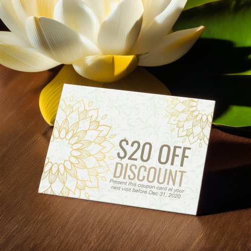 YOGA Studio Discount Coupon Loyalty Gold Mandala