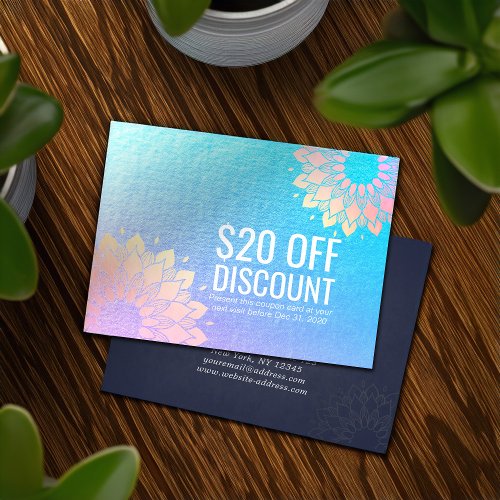 YOGA Studio Discount Coupon Loyalty Gold Mandala