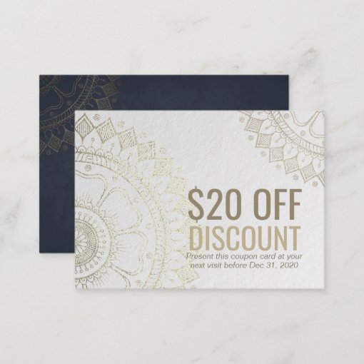 YOGA Studio Discount Coupon Loyalty Gold Mandala Zazzle