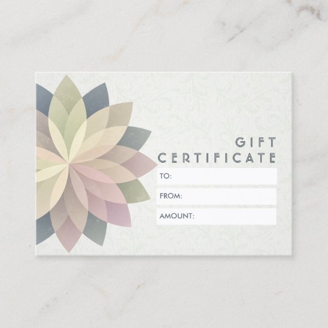 YOGA Studio Gift Certificate Colorful Mandala Sign (Front)