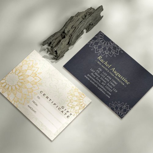 YOGA Studio Gift Certificate Gold Mandala Flowers