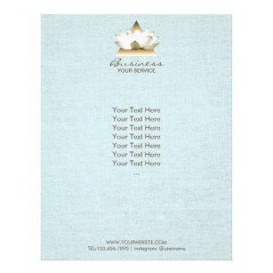 Yoga Studio Gold Lotus Logo Blue Linen Brochure Flyer