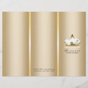 Yoga Studio Gold Lotus Logo Spa Tri-Fold Brochures