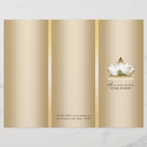 Yoga Studio Gold Lotus Logo Spa Tri_Fold Brochures