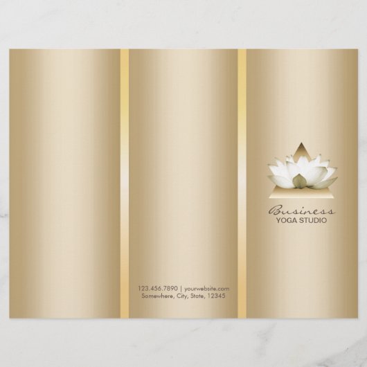 Yoga Studio Gold Lotus Logo Spa Tri-Fold Brochures (Front)